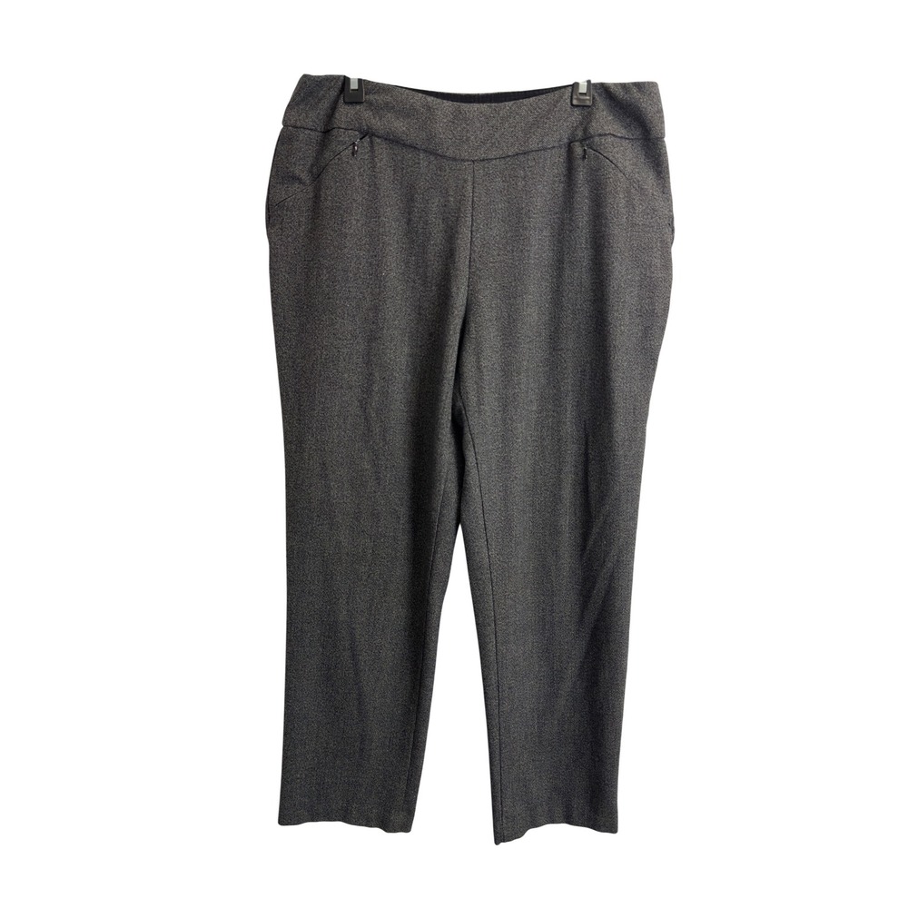 Investments Womens Gray Textured Pull On Straight Leg Dress Pants Size 16R